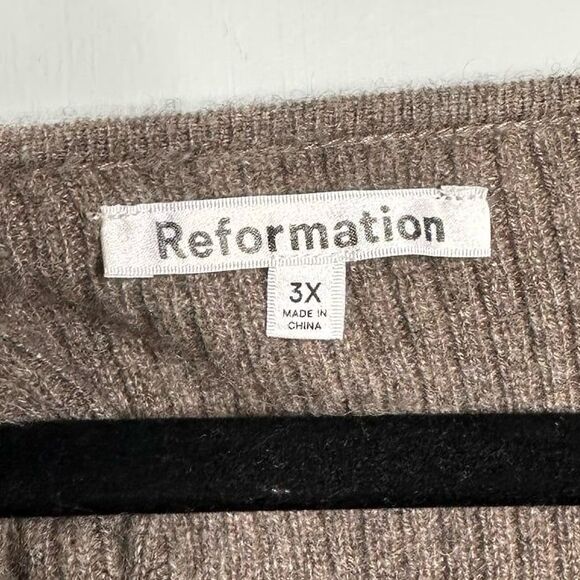 Reformation Hart Recycled Cashmere Ribbed Sweater Cocoa Plus Size 3X - Picture 6 of 9